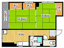 西村ビル 3階2Kの間取り