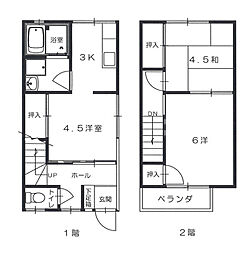 立川アパートB 1階2LDKの間取り