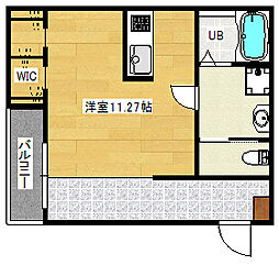 Le Rivage大町東 1階ワンルームの間取り