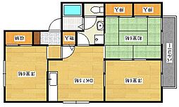オークスB棟 1階3DKの間取り