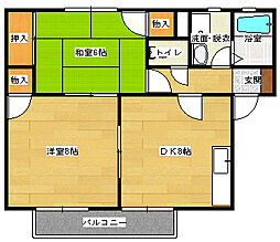 サンライズ矢賀A 1階2DKの間取り
