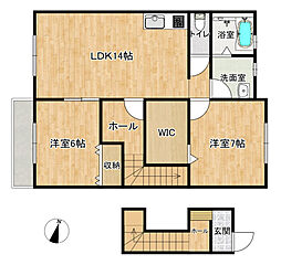Ｋ＆Ｍ海田東コーポ 2階2LDKの間取り