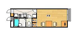 レオパレスASEBAI 2階1Kの間取り