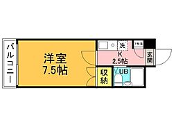 ビバーチェ堀越 4階1Kの間取り