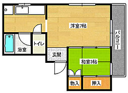サンライフ旭 3階1Kの間取り