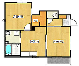 ヴィラシーン　Ｂ棟 1階2DKの間取り