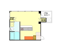 住田ビル 2階ワンルームの間取り