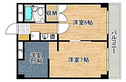 庚午パールマンション 2階3Kの間取り