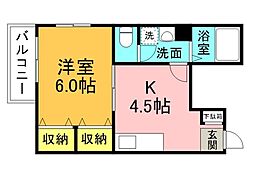 吉田ビル 3階1DKの間取り