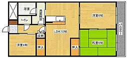 前田ハイツII 2階3LDKの間取り