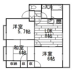 セジュール友竹 1階3LDKの間取り
