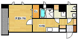 アガトンツインズβ 3階1Kの間取り