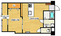 ネットビル10 2階1LDKの間取り