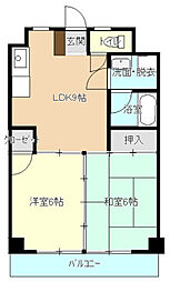 サンシルクI 3階2LDKの間取り