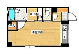 カーサソフィア 3階1Kの間取り