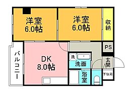 PRIME本川 4階2DKの間取り
