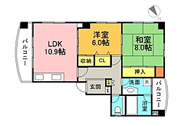第3中野ビル 4階2LDKの間取り