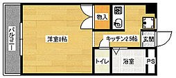 ユースハイム清水 1階1Kの間取り