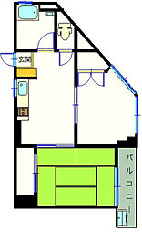 第2今井ビル 4階2DKの間取り