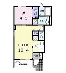 グレース 1階1LDKの間取り
