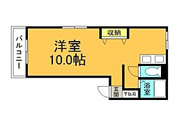 パークサイド広瀬 3階ワンルームの間取り