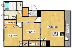 パラティ川内・N 1階2LDKの間取り