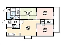 ベージュ大木 3階3LDKの間取り