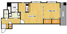 ベリーノ竹屋町 4階1LDKの間取り