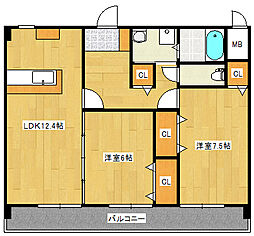 Ｃｒｅｓｔ　Ｔｅｎｍａ 3階2LDKの間取り