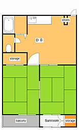 大野マンション 2階2DKの間取り