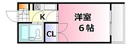 ウイング広瀬 I 5階ワンルームの間取り