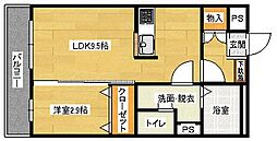 グランドゥール　渡 1階1LDKの間取り