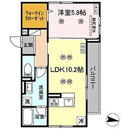 VILLA　HAKUYO 3階1LDKの間取り