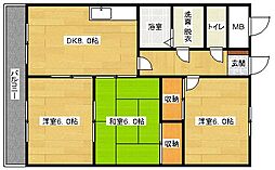 第2大上ビル 3階3DKの間取り