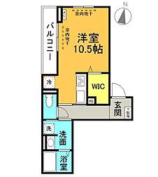 サンマルク W 2階ワンルームの間取り