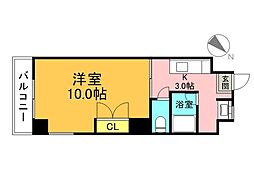 4Sビル 3階1Kの間取り