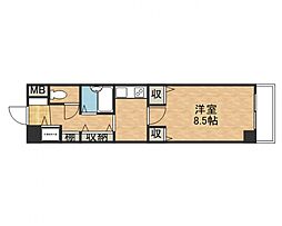 ドミール大藤 2階1Kの間取り