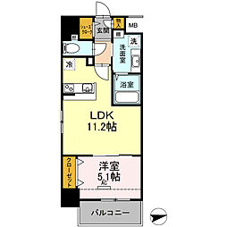 グランソレイユ　ナカスジ 7階1LDKの間取り