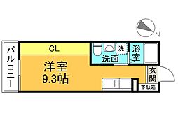 Casa Mare 1階ワンルームの間取り