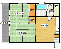 ホレストタウンビル 2階2DKの間取り