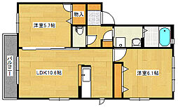 あさひ館 2階2LDKの間取り