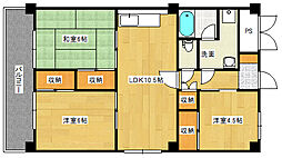 コーポアカシア 4階3LDKの間取り