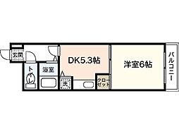 ANNEX瀬川 4階1DKの間取り