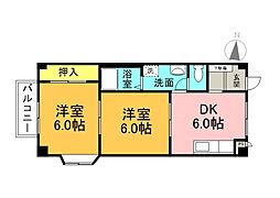 フォブールT＆N 2階2DKの間取り