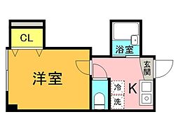 ＣＯＭＦＯＲＴ　ＡＫＥＢＯＮＯ 2階1Kの間取り