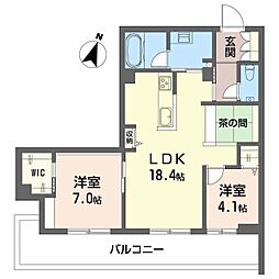 Ｂａｌｌｏｏｎｆｌｏｗｅｒ　Ｅａｓｔ 3階2LDKの間取り