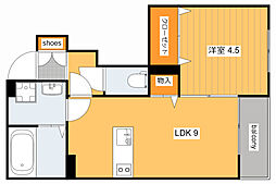 ソリエ長束 1階1LDKの間取り