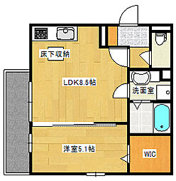 ライズ 1階1LDKの間取り