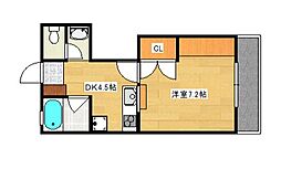 緑樹園コーポ 1階1DKの間取り