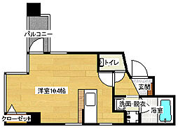 ウインドー金屋町 4階ワンルームの間取り